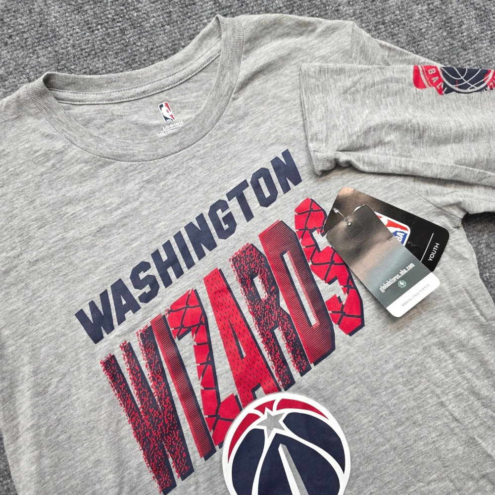 NBA Washington Wizards Youth Gray Long Sleeve Graphic T-Shirt L 14/16 Boys New